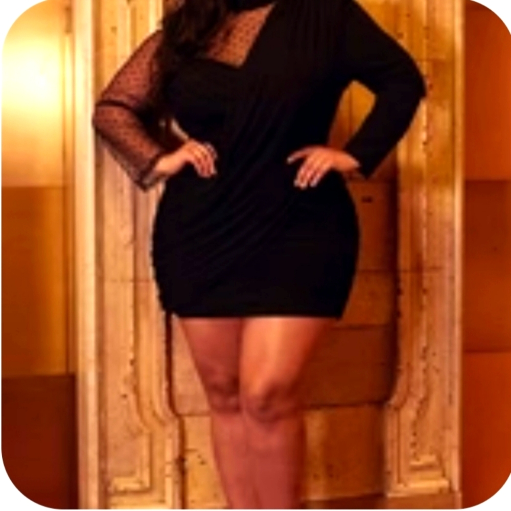 SWEETHEART CONTRAST DOTTED MESH Dress